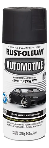 Pintura Aerosol Rust Oleum Esmalte Acrílico Autos Y Motos Color Negro Mate
