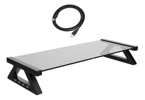 Soporte Para Monitor Escritorio Vidrio Templado Gris