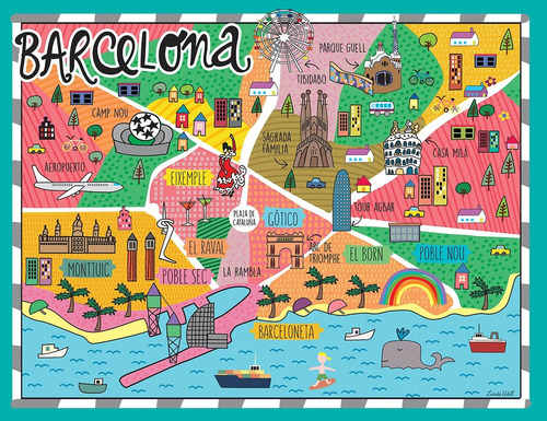 Mapa Barcelona Vinilo Decorativo Infantil Linda Wall