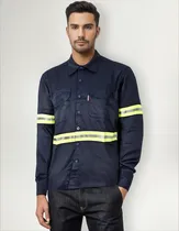 Comprar Camisa De Trabajo Hombre Azul Con Reflectivo - Mundo Trabajo