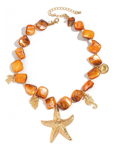 Collar De Cadena De Conchas Bohemio Con Colgante De Estrella