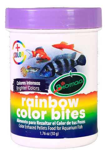 2 Pzs Rainbow Color Bites Alimento Para Peces Bote 50 Grs.