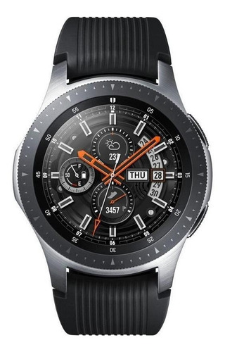 Samsung Galaxy Watch (Bluetooth) 1.3" caja 46mm de acero inoxidable silver, malla negra de silicona SM-R800