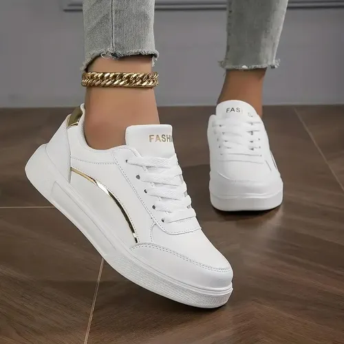 Tenis Feminino Casual Branco Retrô Clássico Original Force Branco-dourado Lisa 37,0 Br