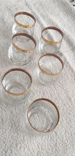 Juego de 2 vasos de agua de cristal, vasos de vidrio con borde dorado de 10  onzas para café, cristal…Ver más Juego de 2 vasos de agua de cristal