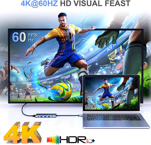 Hub Usb C 9 En 1: Hdmi, Pd 100w Y Puertos Versátiles