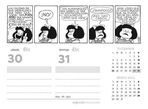Imagen 2 de 7 de Calendario De Escritorio Mafalda 2023 De Coleccion