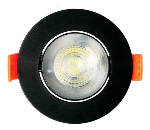 Spot Preto Redondo 7w Smd Led Direcionável Embutir 110/220v Cor Amarelo 110V/220V