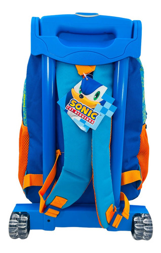 Mochila De Carrito Sonic Para Niños Carga Media M2 Primaria Color Azul Diseño De La Tela Mod2