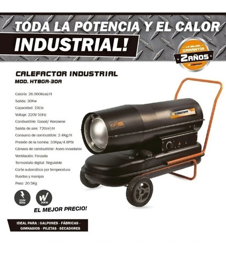 Calefactor Industrial Cañon Caloventor 26000kcal Gasoil Kero