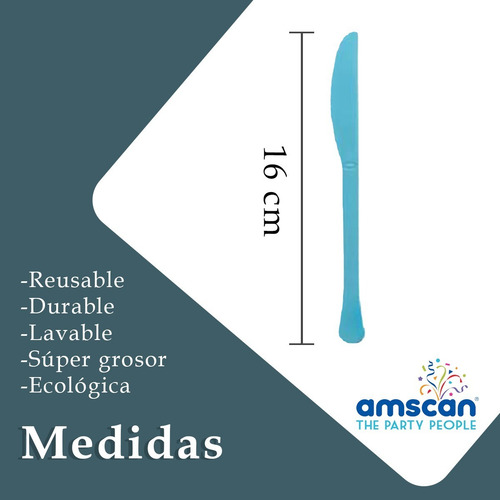Cuchillos De Plástico Reusable Varios Colores Amscan 40 Pzas