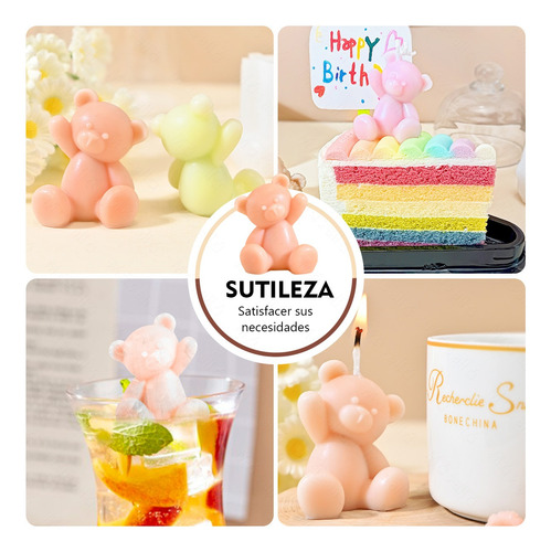 Molde Silicon Osito Para Chocolate Velas Jabones 2 Pzs