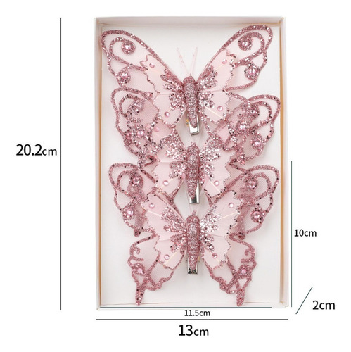 3 Piezas De Adornos De Mariposas Para De Navidad Con Clip