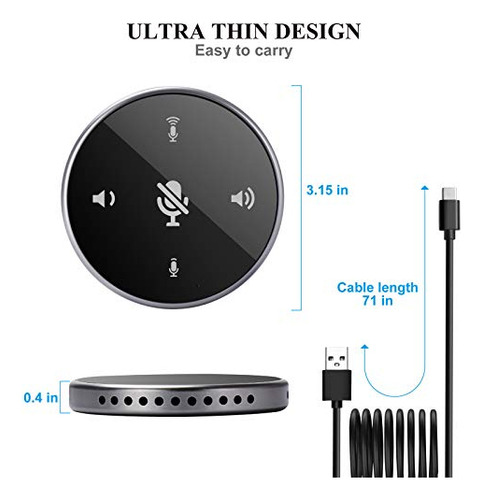 Micrófono De Conferencia Usb Mejorado Con Altavoz, Portátil
