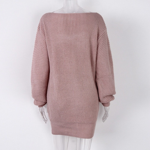 Alta Calidad Vestido Suéter Punto Suelto Informal Para Mujer