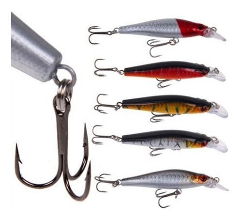 Kit Com 5 Isca Artificial Importada Tucunaré Dourado Robalo