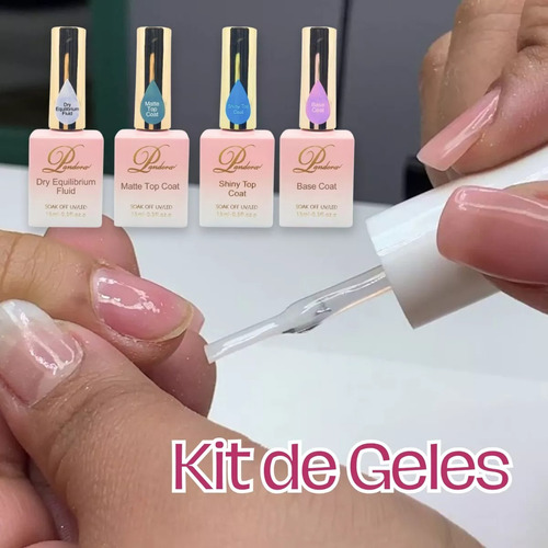 4pzs Kit Gel Base Coat Matte Top Coat Polygel Uñas Uv 15ml