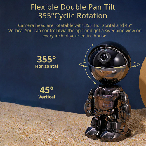 Cámara Ip Robotizada 1080p, Cámara Doméstica Giratoria/incli