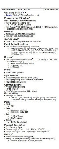 Notebook Toshiba Satellite C665d-s5130 (com Defeito) (Usado)