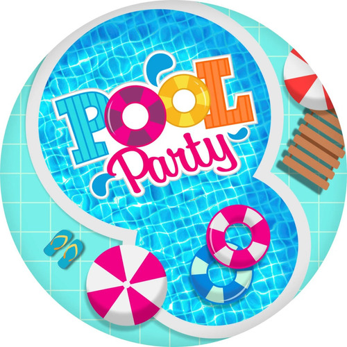 40 Adesivos Pool Party Festa Na Piscina 3cm