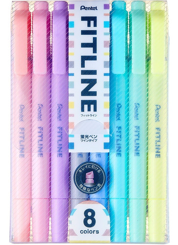 Imagen 1 de 1 de Pentel Resaltadores En Colores Pastel Fitline-slw11p-8est