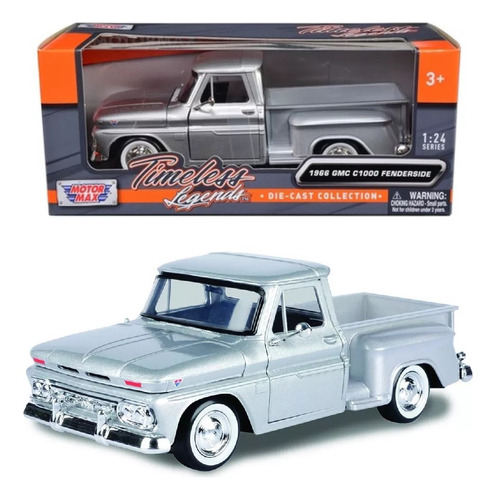 Motormax 1:24 1966 Gmc C1000 Fenderside Gris Camioneta 