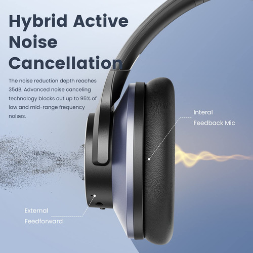Auriculares Hibridos Con Cancelacion De Ruido Color Negro