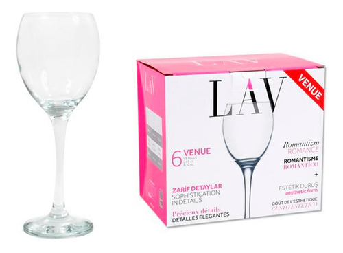Imagen 5 de 7 de Set 6 Copas Para Vino Lav 245cc Modelo Venue Oferta