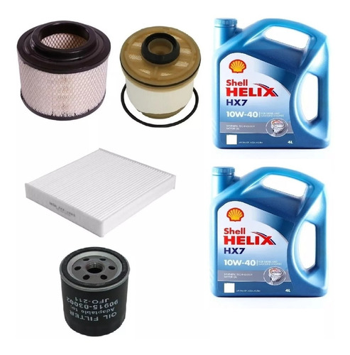 Kit Aceite Shell Helix 10w40 + 4 Filtros Toyota Hilux 2.5 Td