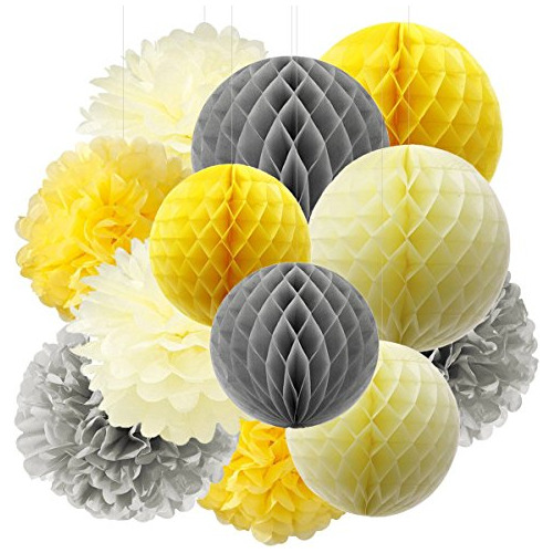 Papel De Seda Furuix Pom Pom Amarillo Gris Papel De Seda Cre