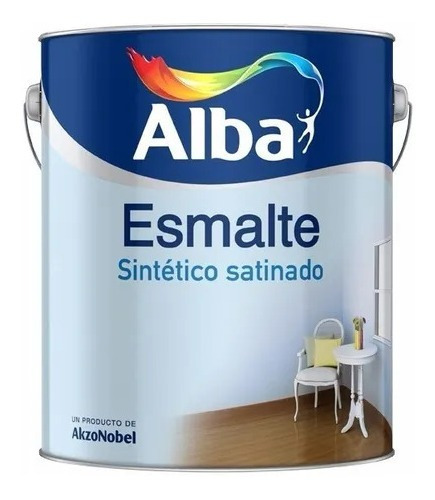 Esmalte Sintetico Satinado Alba Color Blanco 4lts 