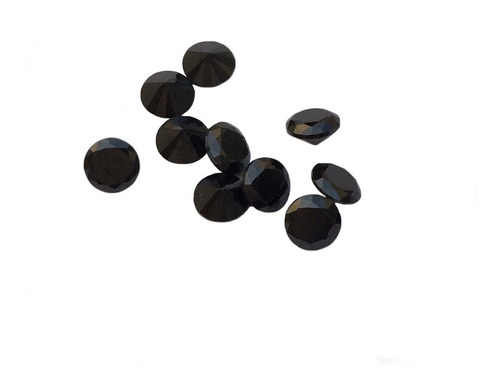 Diamante Negro Sintetico Corte Round 4mm Paq 2 Pzas