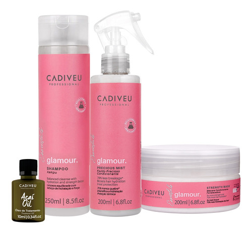 Kit Cadiveu Essentials Glamour Sh Másc Fluido E Açaí Oil 10