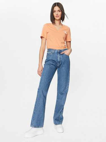 Polera Monologo Slim V-neck Naranja Calvin Klein