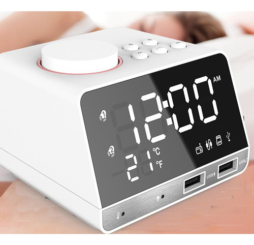 Reloj Digital Con Radio Bluetooth Snooze Según Lo Descrito