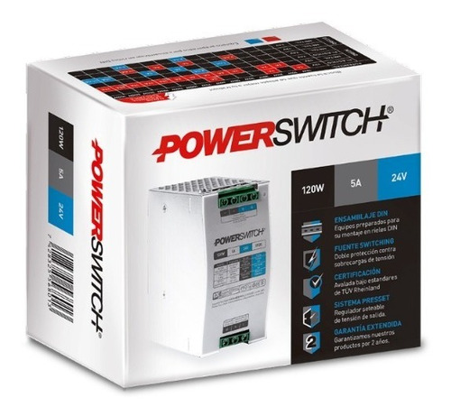 Imagen 2 de 7 de Fuente De Alimentacion Power Switching 120w 24v 5a Riel Din
