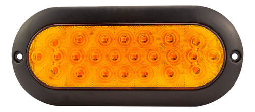 Plafón Oval 24 Leds Bisel Negro Luz Ámbar Camión Tunelight