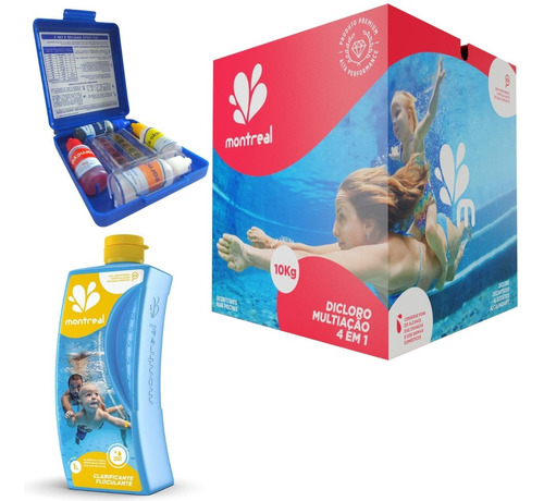 Kit Manutenção De Piscinas Com Kit Teste 4x1 E Clarificante