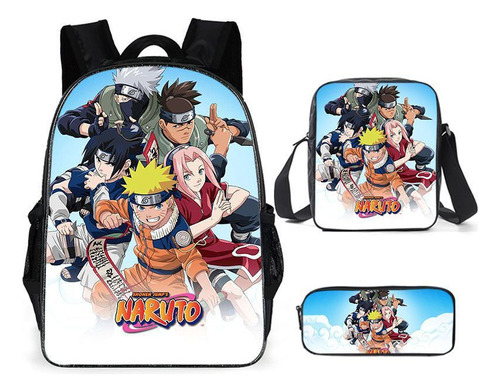 Par De Mochilas De Viaje Naruto, Juego/mochila De 3 Piezas