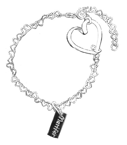 Pulsera Corazón + Placa Corazón Personalizado Gratis Plata