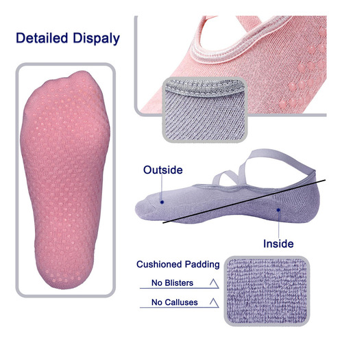 Calcetines De Yoga Antideslizantes Con Empuñaduras, Para
