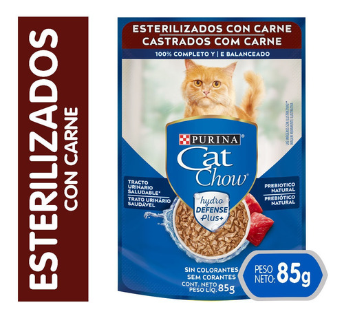 Alimento Gato Cat Chow Adultos Esterilizados Carne 85gr