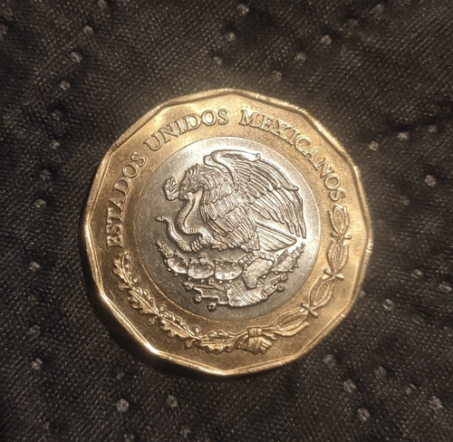 Moneda 20 Pesos Zapata Con Error, Troquel Hacia La Izquierda (Usado)