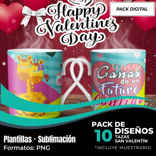 Diseños Plantillas Tazas San Valentín Amor Enamorados M208