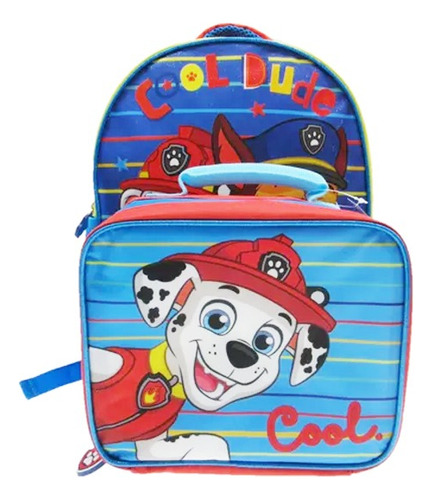 Mochila Escolar Paw Patrol Marshall Y Chase Con Lonchera