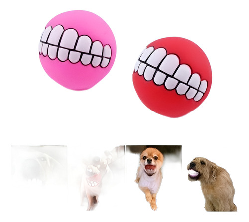 2 X Diversión Mascotas Perro Bola Dientes Silicona Juguete M