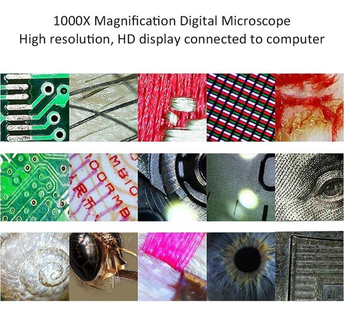 En 8 Led 1000x Aumento Usb Digital Microscopio Construido 