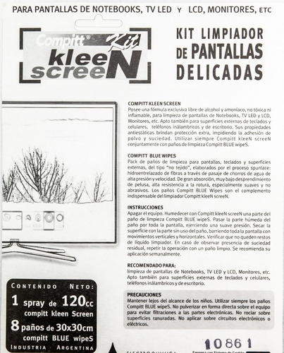 Imagen 2 de 7 de Limpiador De Pantallas Lcd Con Paños 120cc Delta