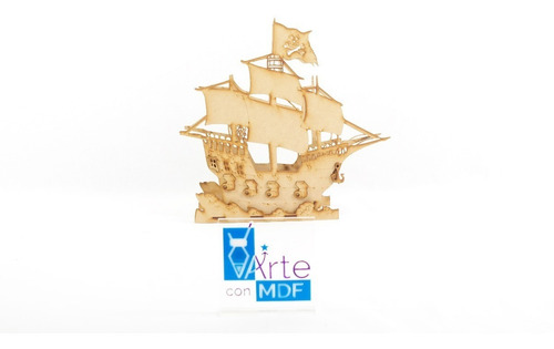 Imagen 6 de 6 de 6 Pzas Barco Pirata Mdf Adorno Centro De Mesa Rg031