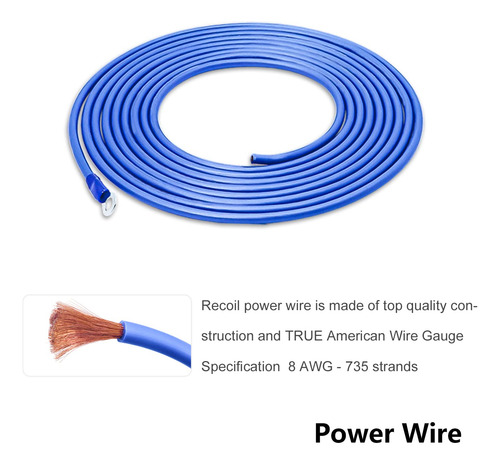 Recoil True 8 Gauge Kit Completo De Cableado De Amplifica...